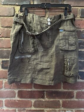 Pete & Greta by Johnny Was Linen BlacCargo Skirt Y2K Grunge